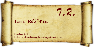 Tani Ráfis névjegykártya